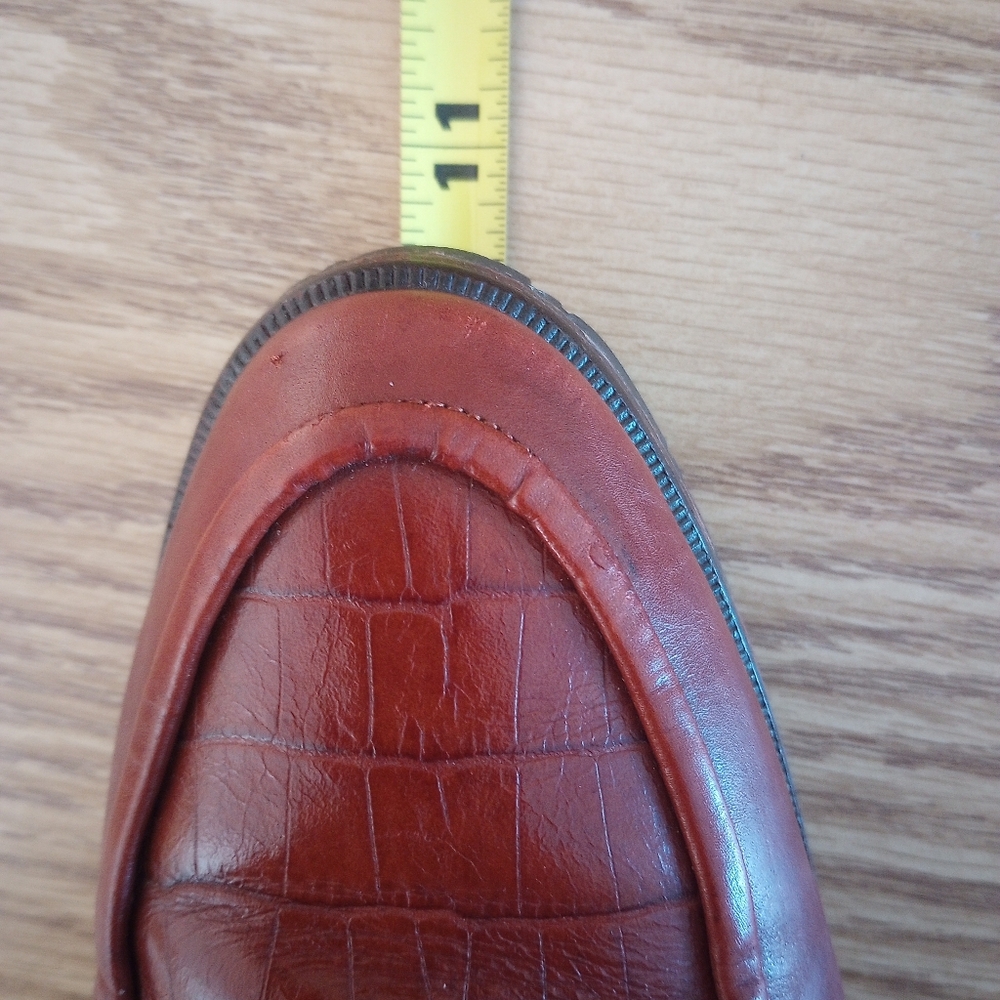 Bally Tiffany Cognac Italian Leather Loafers Gold Accent Preppy Old Money 8.5 M - Picture 9 of 12